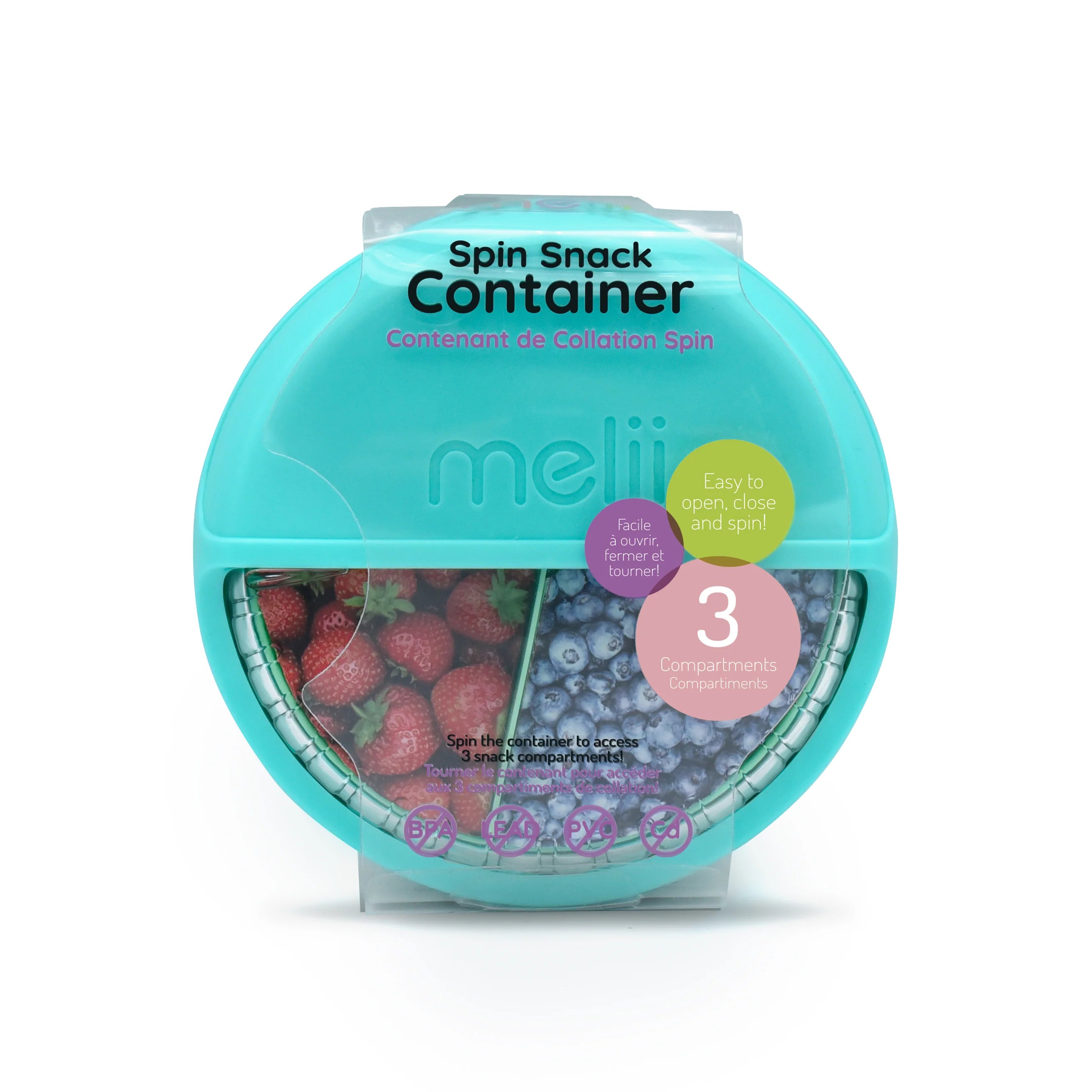 Melii Spin Snack Container - Blue I The Bento Buzz