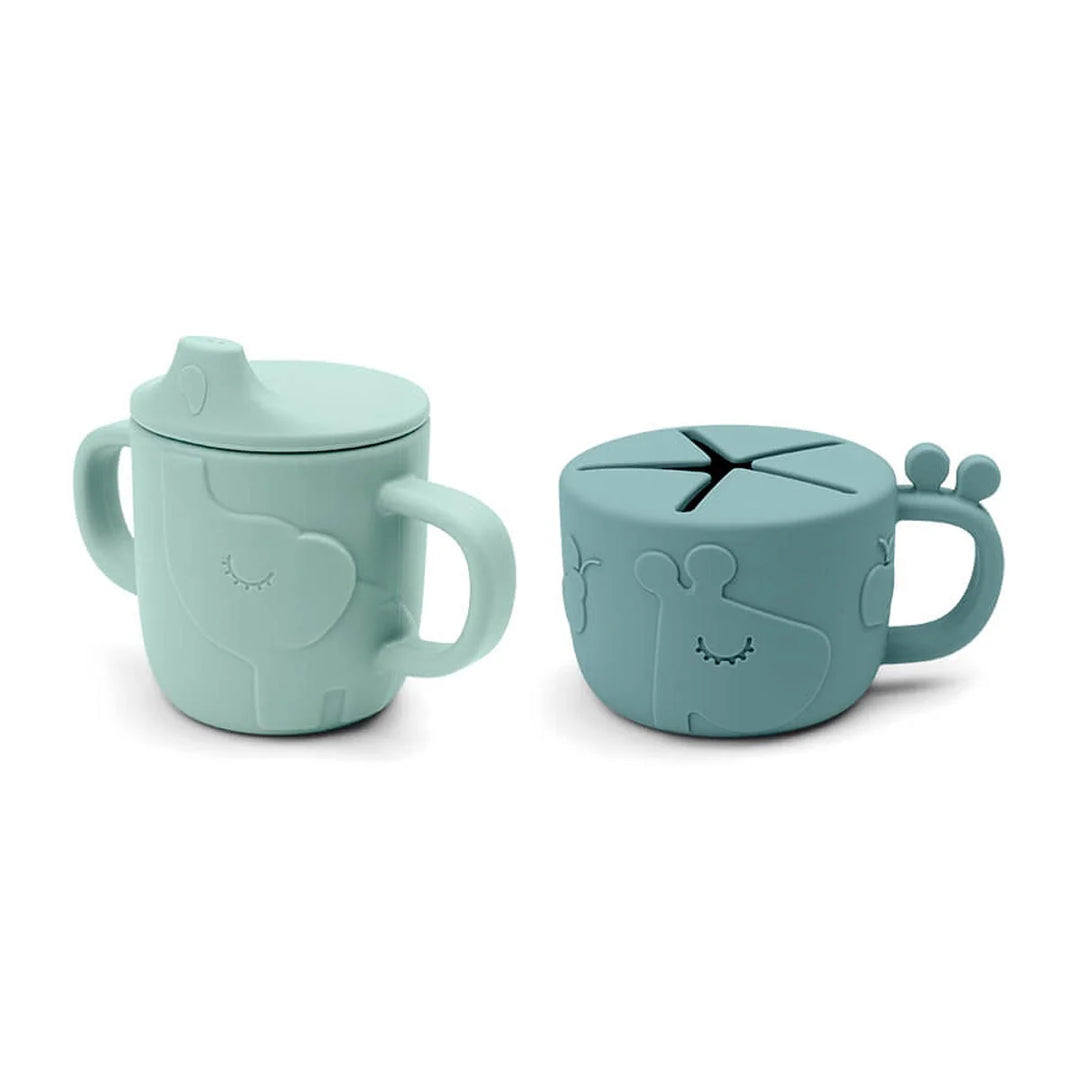 Done By Deer Peekaboo Spout & Snack Cup Set - Blue