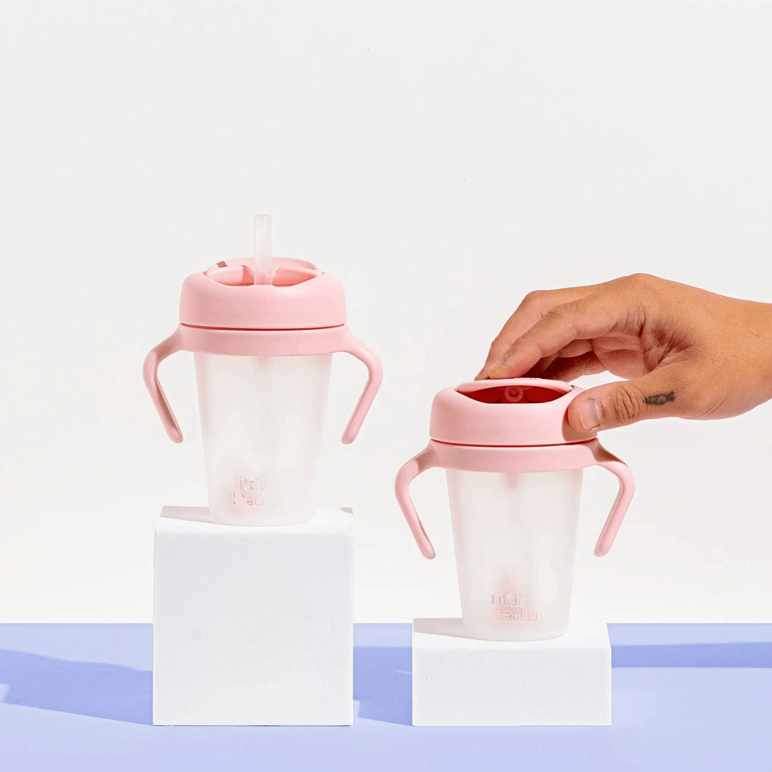 Little Stackers Weighted Straw Sippy Cup - 2pk - Pink