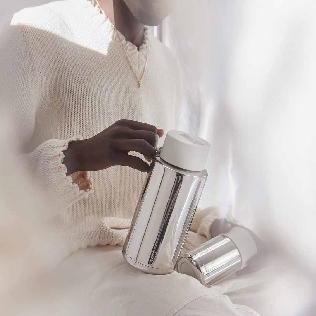 Frank Green Limited Edition Chrome Silver Drink Bottle 1L - Cloud