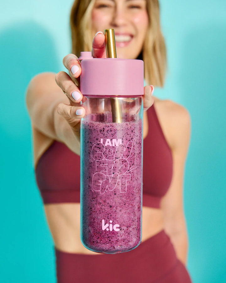 Frank Green KIC Flamingo Pink Reusable Bottle with Jumbo Straw - Confident