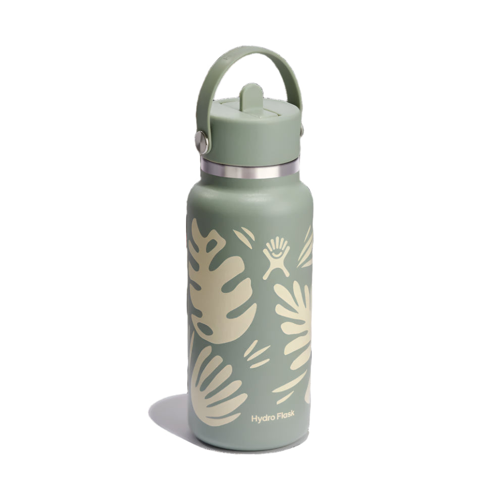 Hydro Flask Insulated Bottle 32oz/946ml Wide Flex Straw Cap - Botanical Bliss Agave