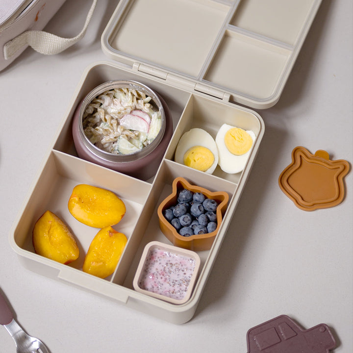 Citron Silicone Lunchbox Organisers 4pk - Beige/Plum/Caramel