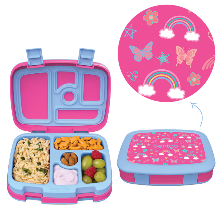 Bentgo Kids Lunchbox & Bag Bundle - Rainbows & Butterflies