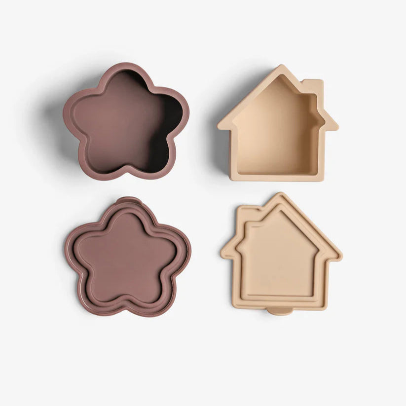 Citron Silicone Lunchbox Organisers 4pk - Beige/Plum/Caramel