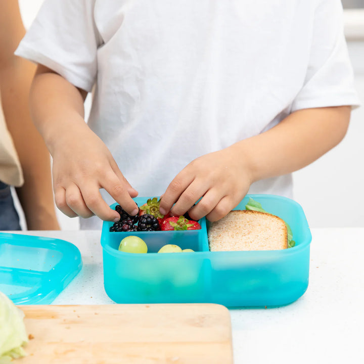 Bumkins Silicone Bento Lunch Box - Jelly Blue