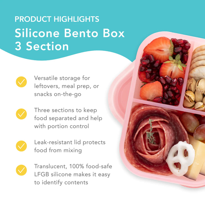 Bumkins Silicone Bento Lunch Box - Jelly Pink