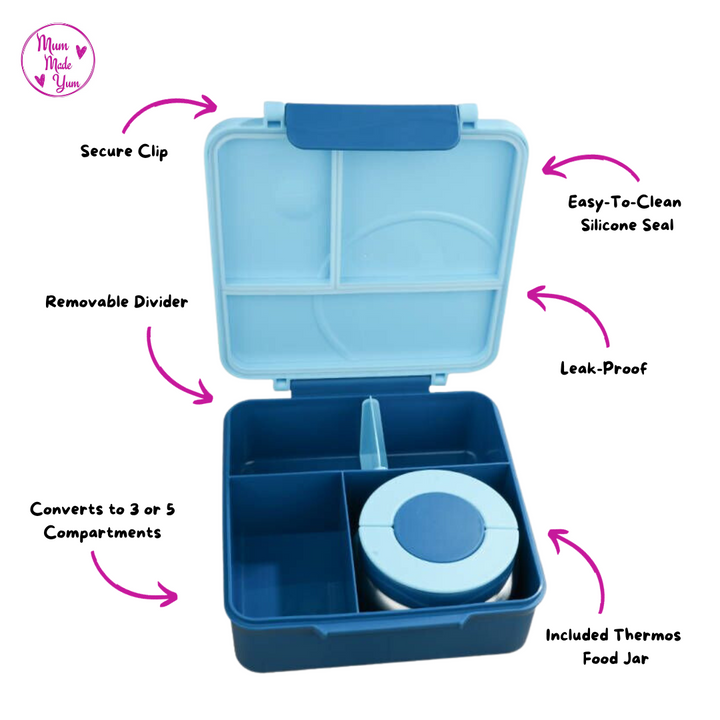 Mum Made Yum Maxi Bento Lunch Box + Food Jar - Blue
