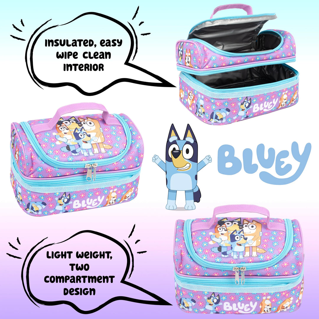 Dual Compartment Insulated Lunch Bag - Bluey