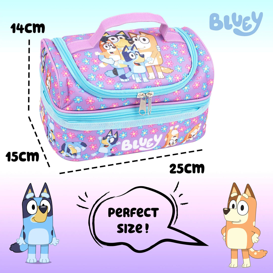 Dual Compartment Insulated Lunch Bag - Bluey