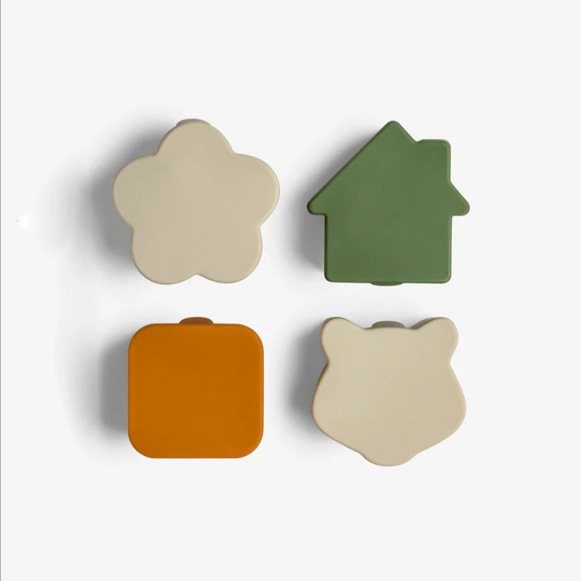 Citron Silicone Lunchbox Organisers 4pk - Caramel/Green/Grey