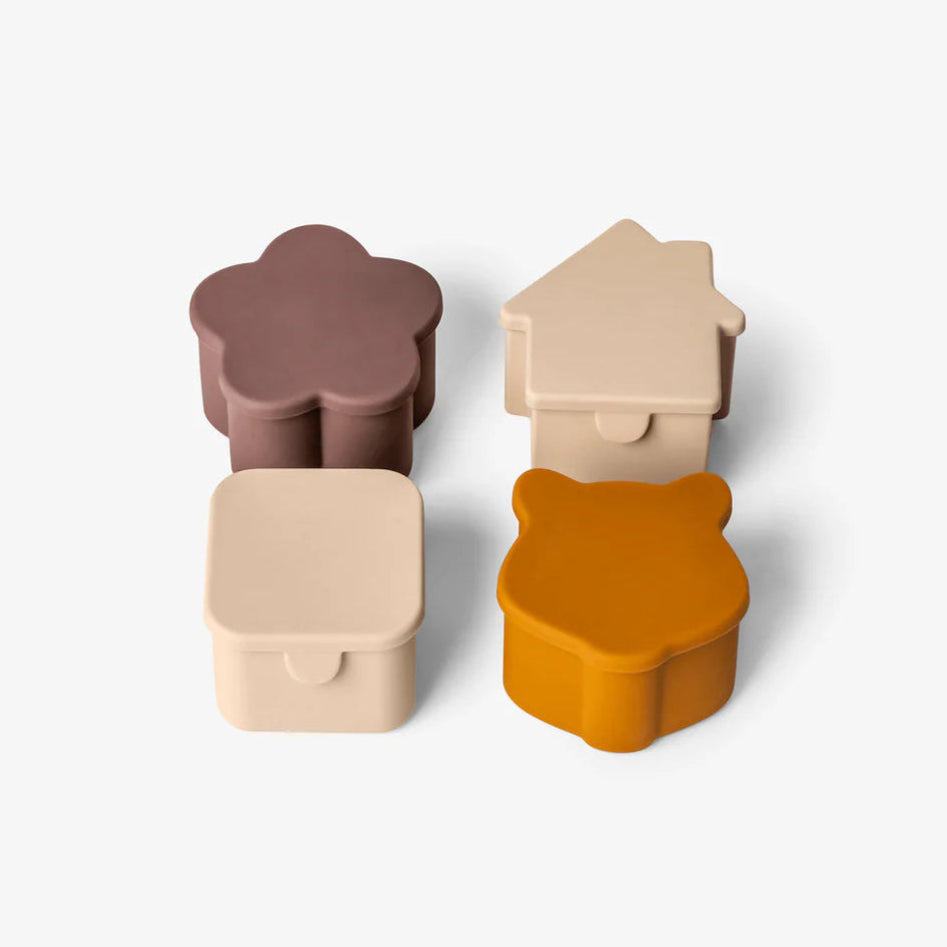 Citron Silicone Lunchbox Organisers 4pk - Beige/Plum/Caramel