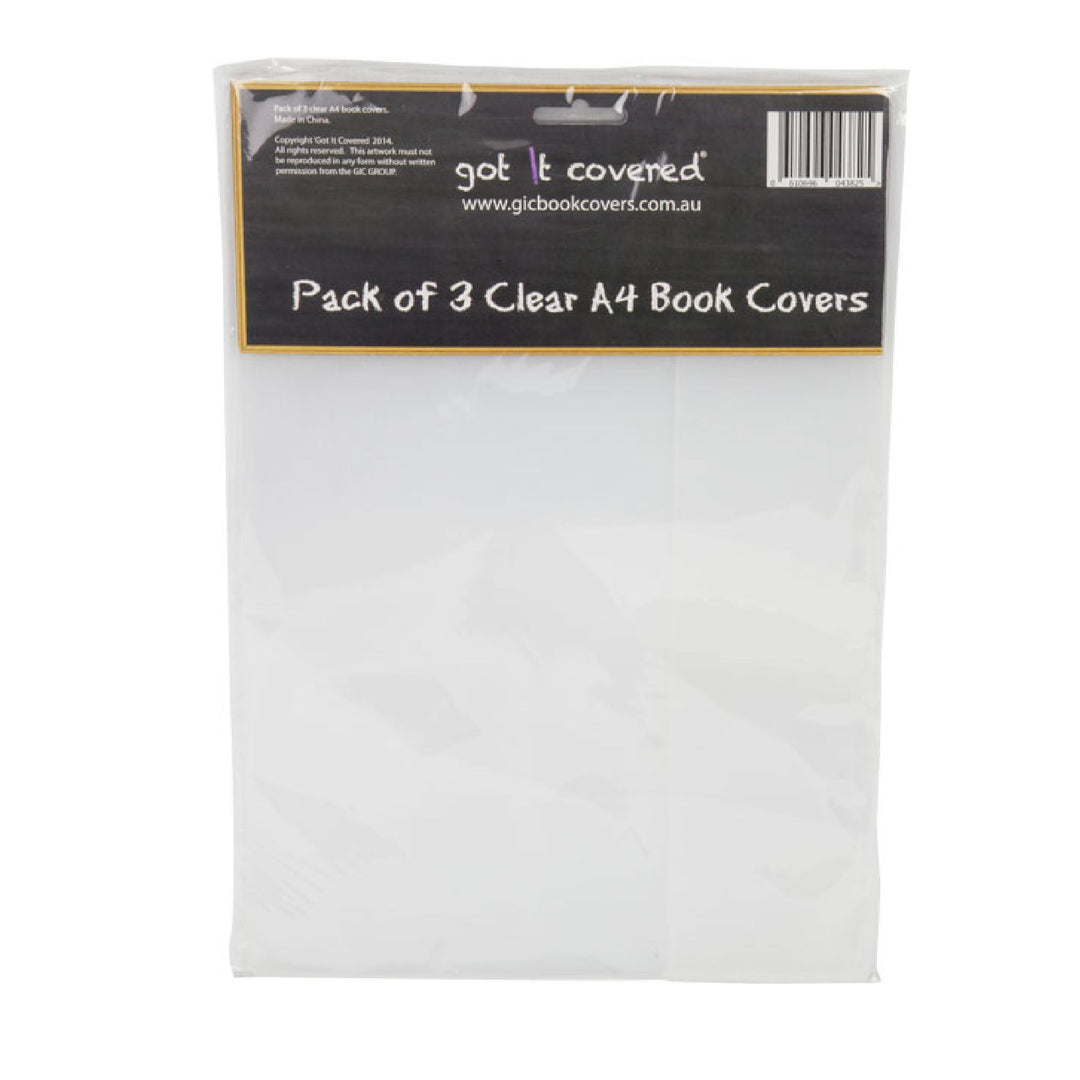 Got It Covered Book Cover A4 - Clear - 3pk