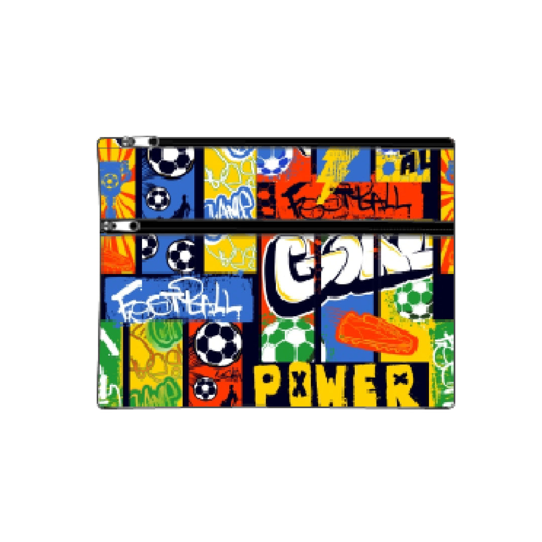 Got It Covered Pencil Case LARGE 2 Zip - Soccer Graffiti