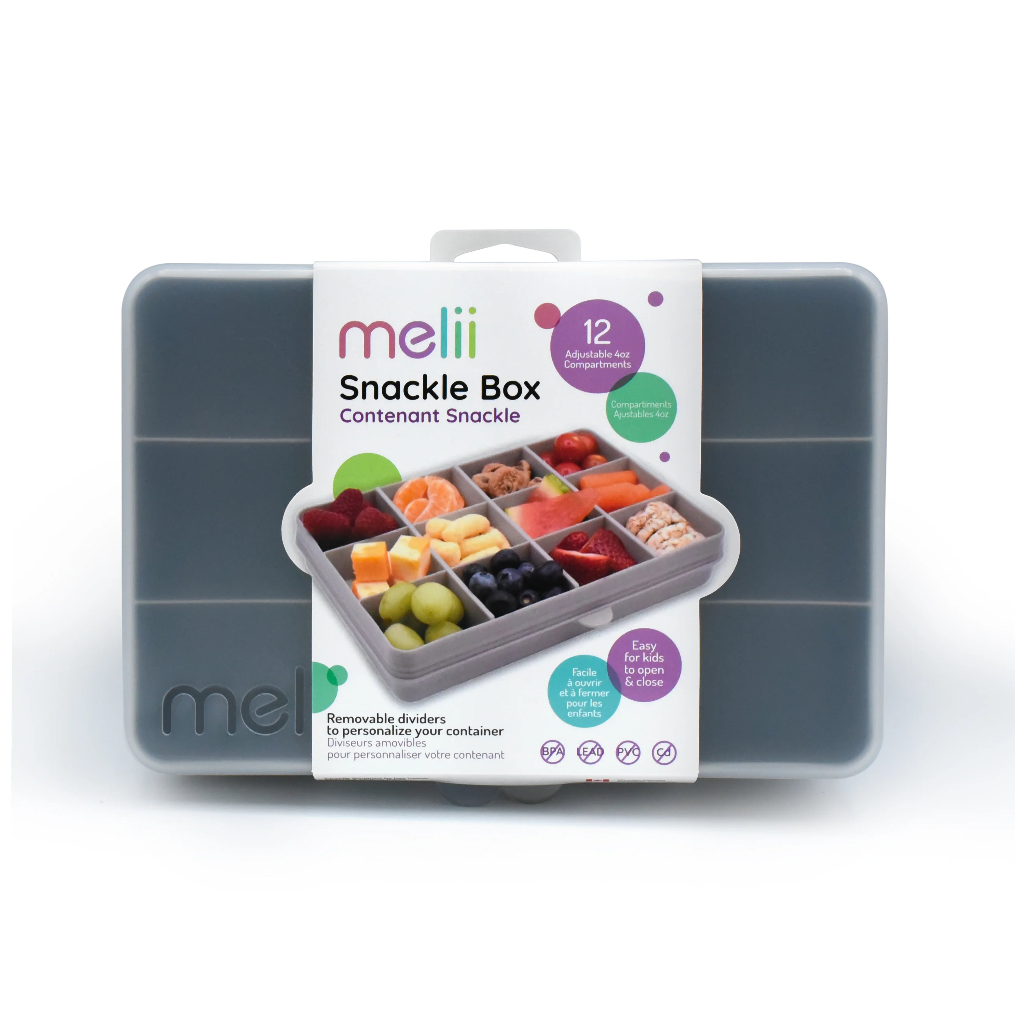 Melii Snackle Box - Grey I The Bento Buzz