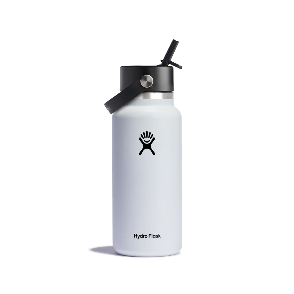 Hydro Flask Insulated Bottle 32oz/946ml Wide Flex Straw Cap - White