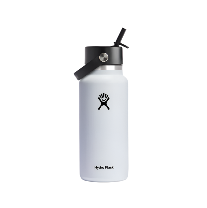 Hydro Flask Insulated Bottle 32oz/946ml Wide Flex Straw Cap - White