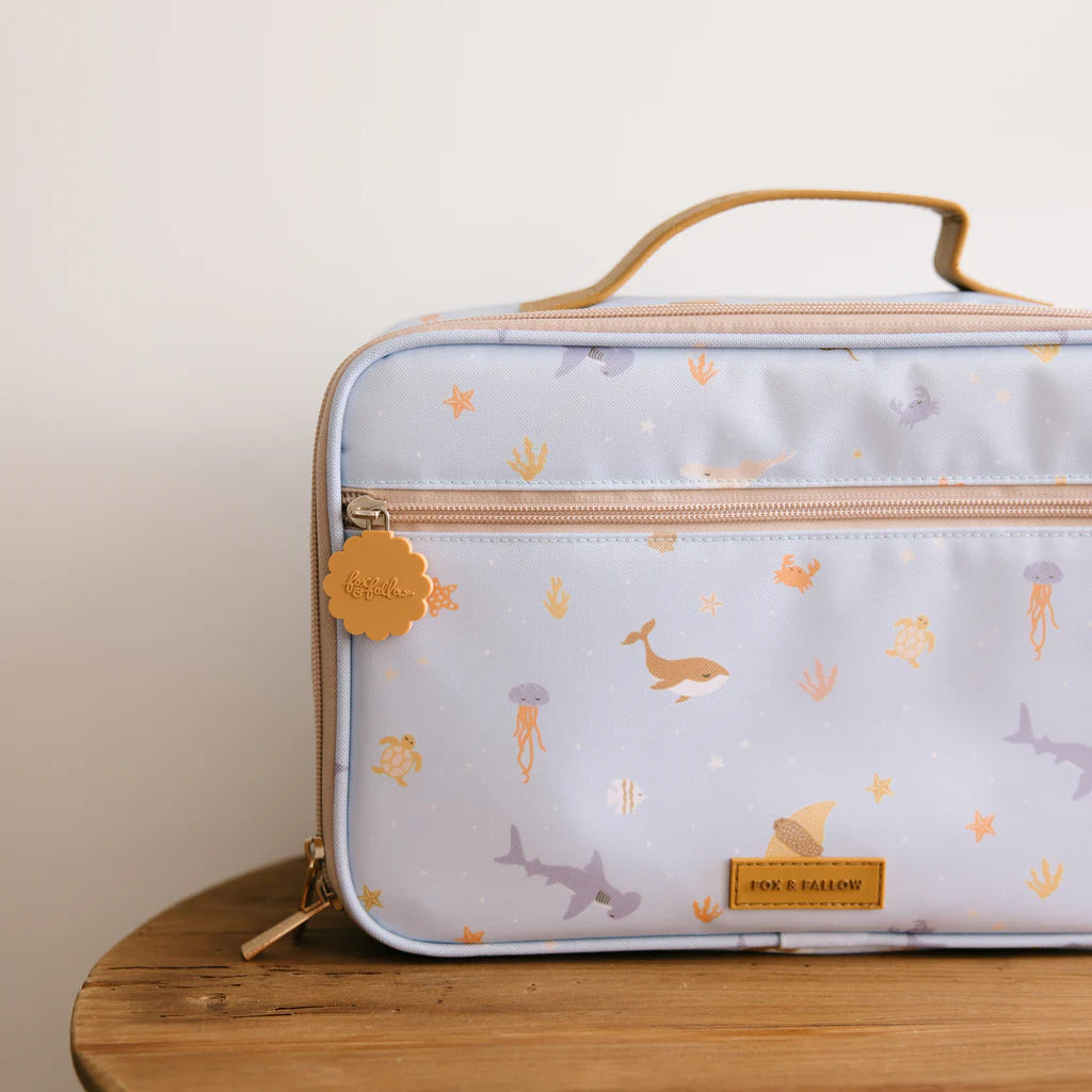 Fox & Fallow Insulated Lunch Bag - LARGE - Ocean Creatures Sky