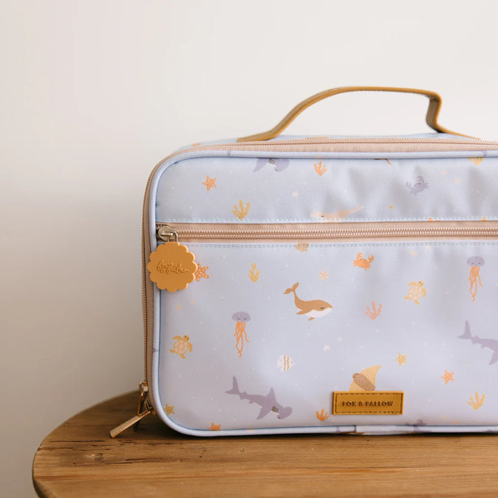 Fox & Fallow Insulated Lunch Bag - LARGE - Ocean Creatures Sky