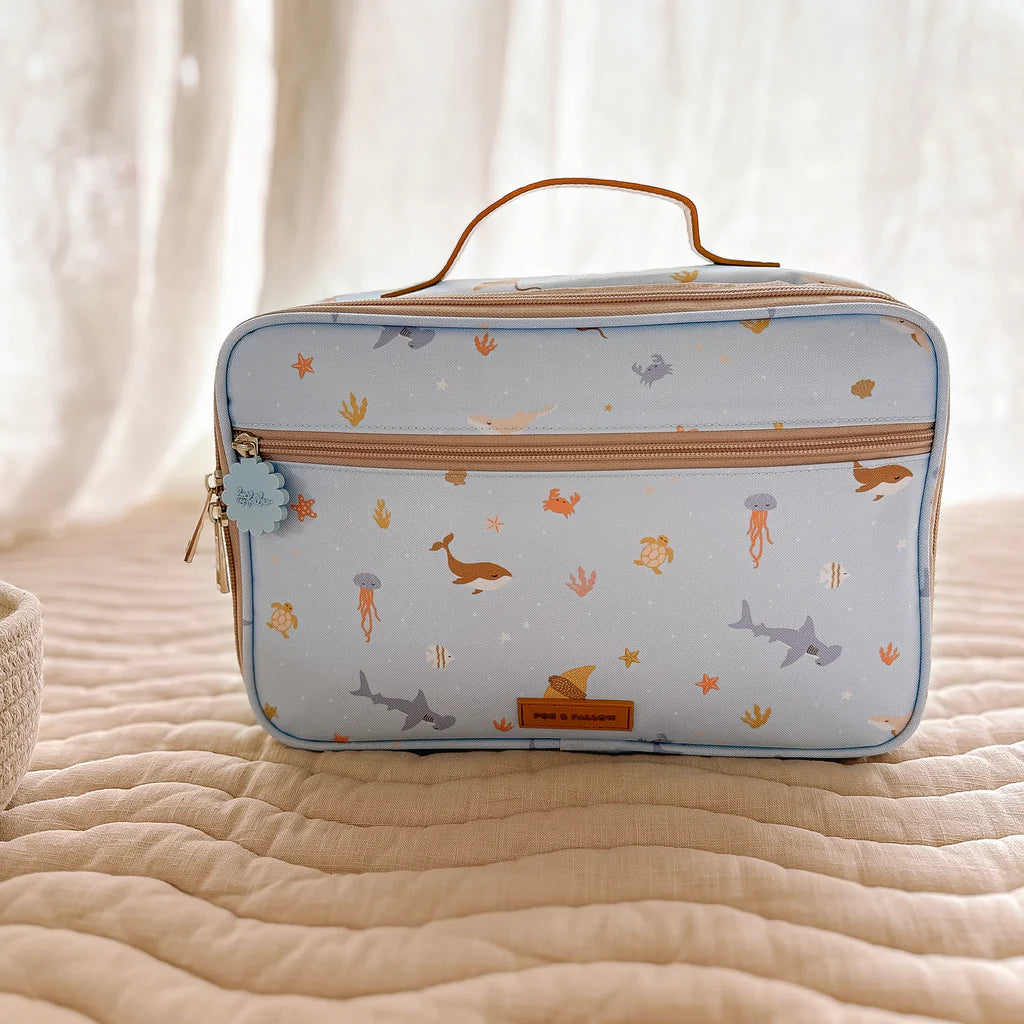 Fox & Fallow Insulated Lunch Bag - LARGE - Ocean Creatures Sky