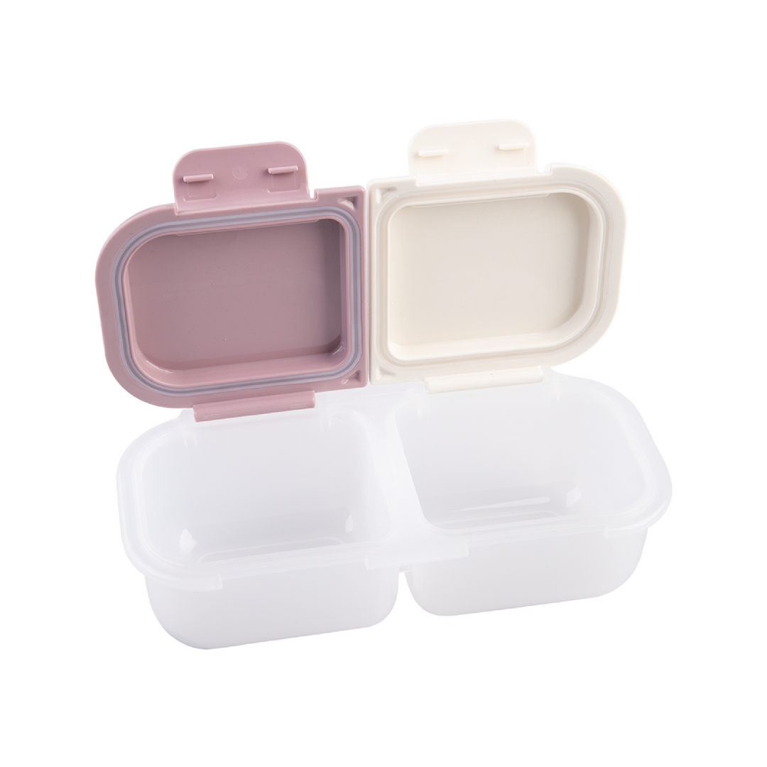 Melii Luxe 2 Compartment Snack Container - Pink & Ivory