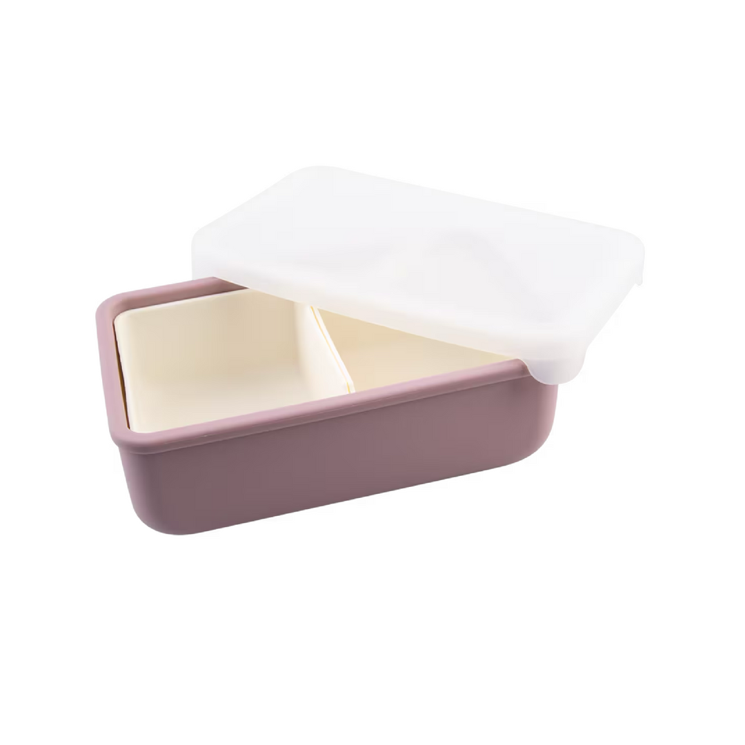 Melii Luxe Silicone Bento with Silicone Dividers - Pink & Ivory - 700ml