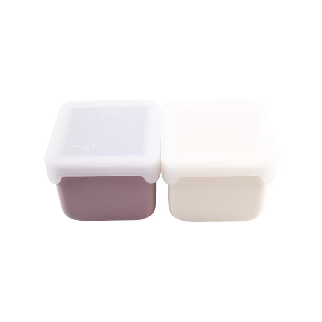 Melii Luxe Silicone Snack Containers - Set of 2 - Pink & Ivory - 236ml