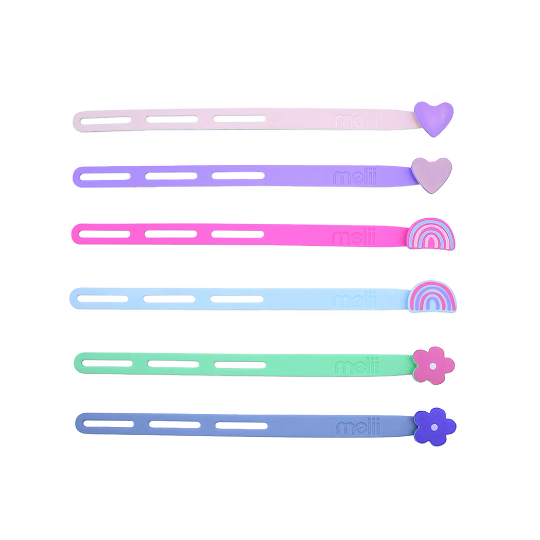 Melii Luxe Silicone Wrap Bands - Flower, Heart & Rainbow