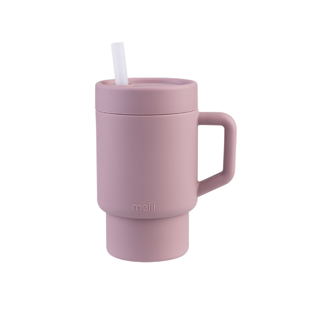Melii Luxe Silicone Tumbler with Straw - Pink - 265ml