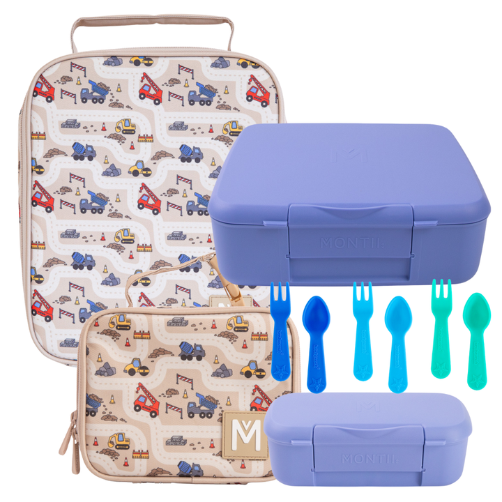 PRE-ORDER - MontiiCo Lunch + Snack Bundle - Construction - FREE SHIPPING