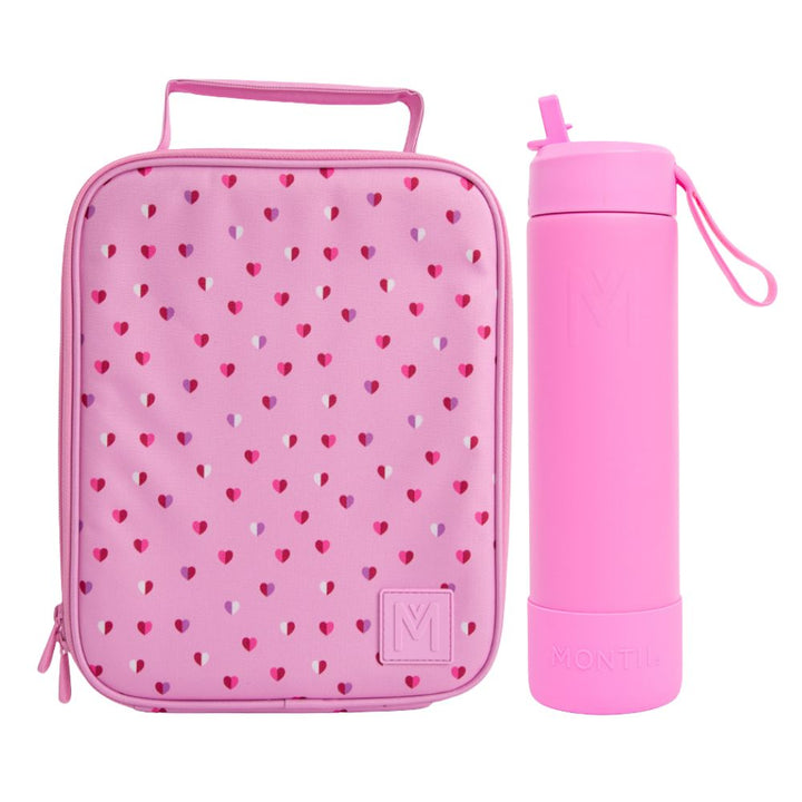 MontiiCo Large Lunch Bag & Sipper Bottle Bundle - Sweetheart