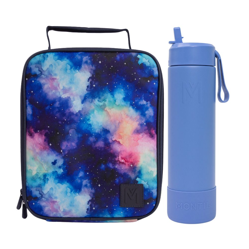 MontiiCo Large Lunch Bag & Sipper Bottle Bundle - Starlight