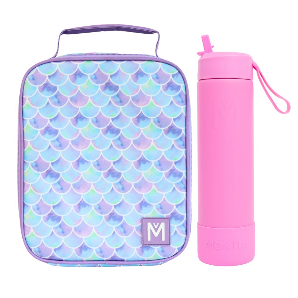 MontiiCo Large Lunch Bag & Sipper Bottle Bundle - Sea Shine