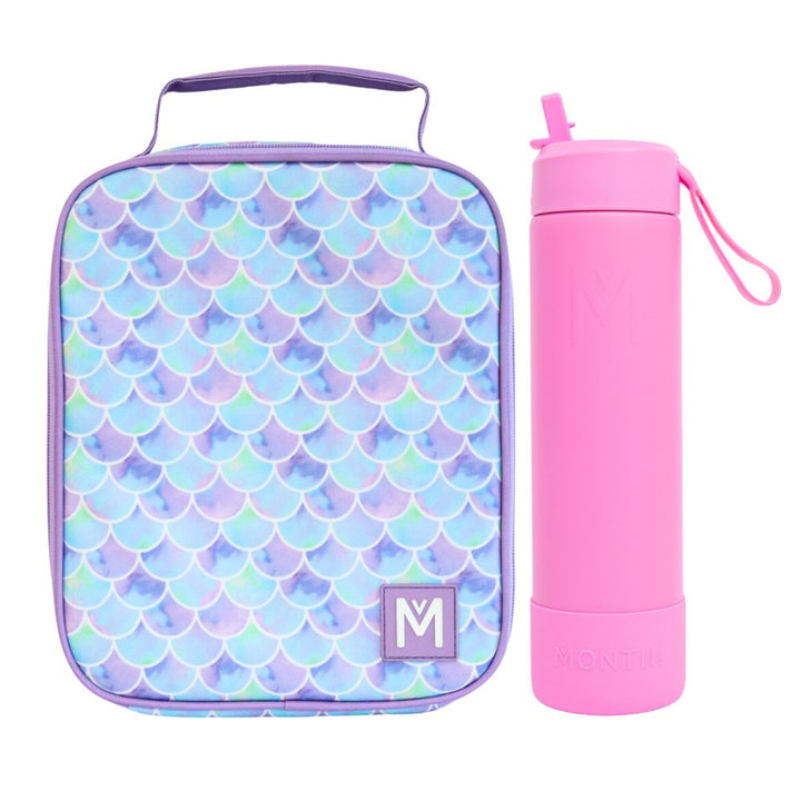 MontiiCo Large Lunch Bag & Sipper Bottle Bundle - Sea Shine