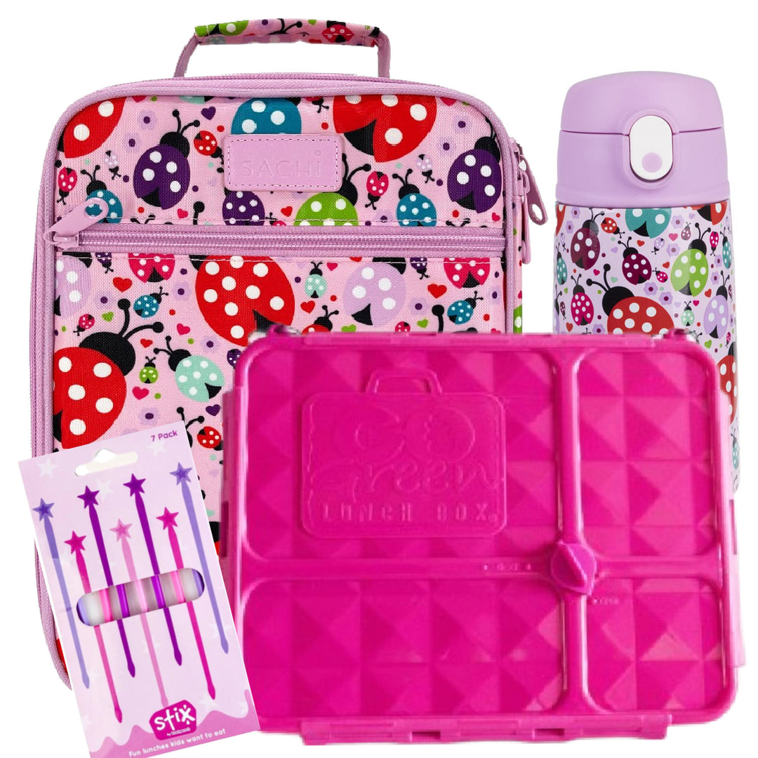Lovely Ladybugs Lunch Box, Bag & Flip Bottle Bundle