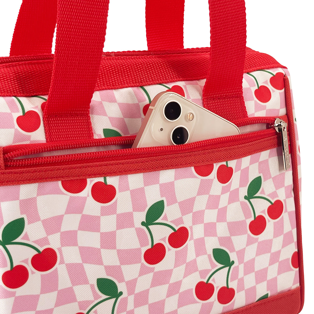 Sachi Insulated Lunch Tote - Chequered Cherries