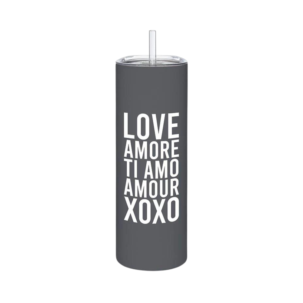 Skinny Tumbler with Straw - Love