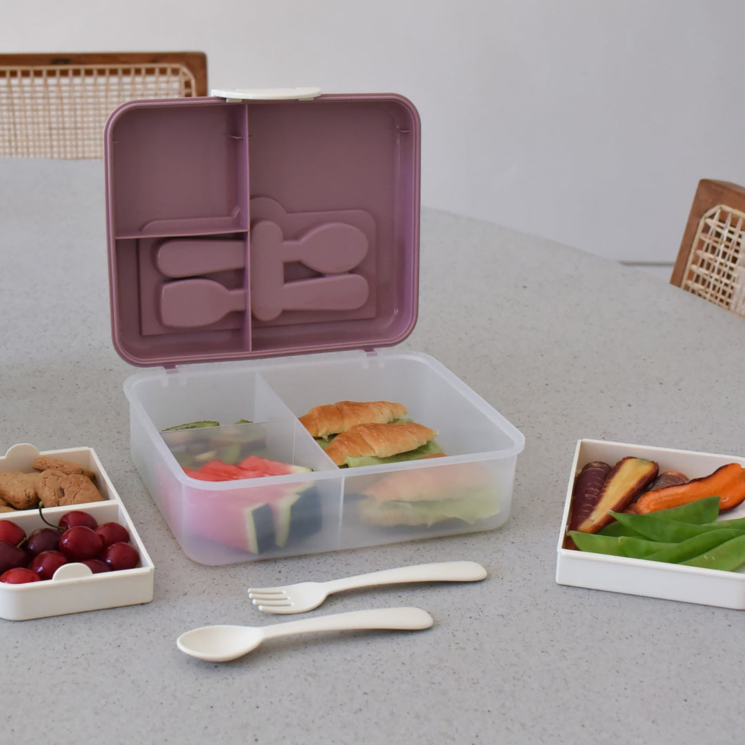 Melii Luxe Two Tier Bento Box with Utensils  - Pink