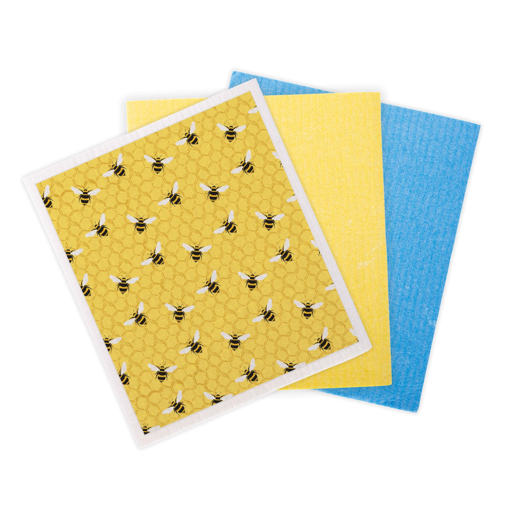 Reusable Biodegradable Sponge Dishcloths - Bees