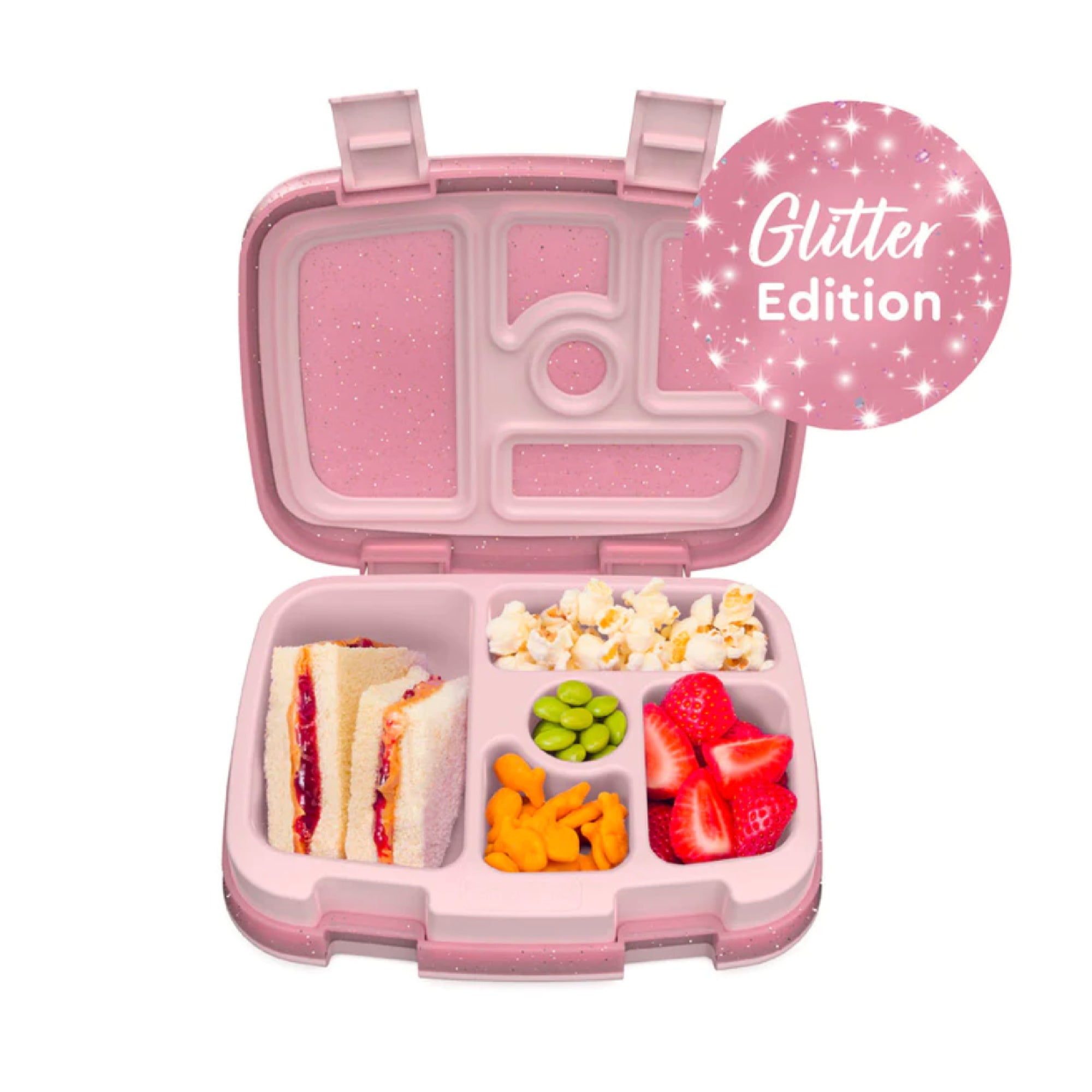 Kids 5-Compartment Lunch Box Glitter Design School Ideal Ages 3-7  Leak-Proof