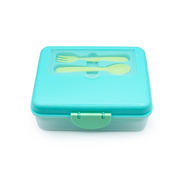 Melii Two Tier Bento Box with Utensils  - Blue