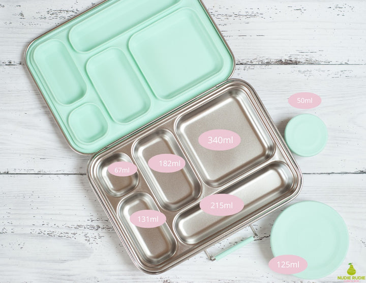Nudie Rudie Lunch Box Stainless Steel Bento Box & Pots - Mint
