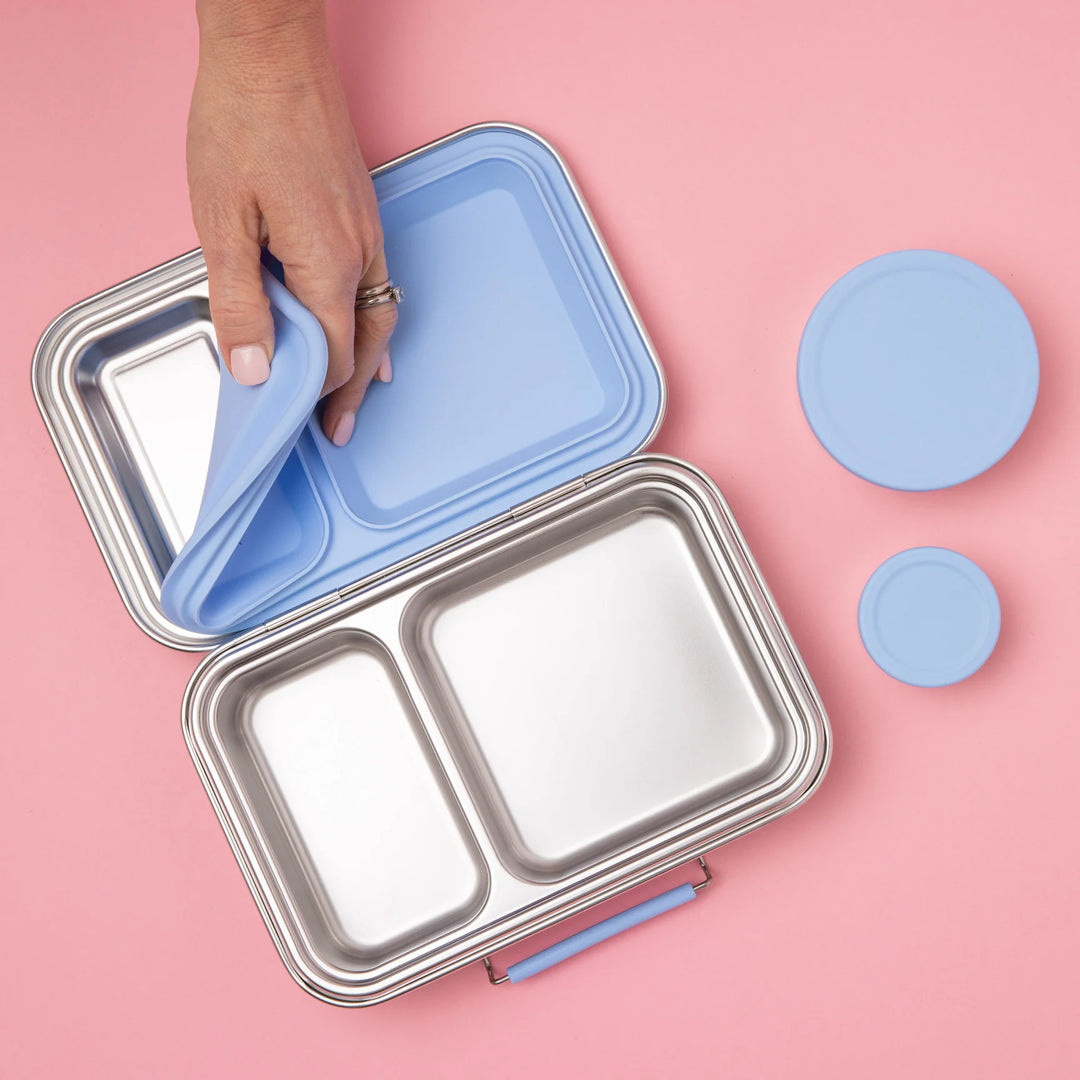 Nudie Rudie Lunch Box Stainless Steel TWIN Bento Box & Pots - Light Blue