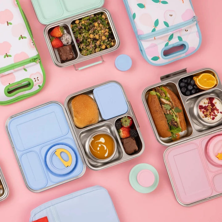 Nudie Rudie Lunch Box Stainless Steel TWIN Bento Box & Pots - Light Blue