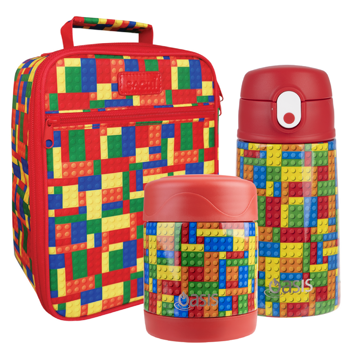 Sachi Insulated Lunch Bag, Food Jar & Bottle Bundle - Bricks