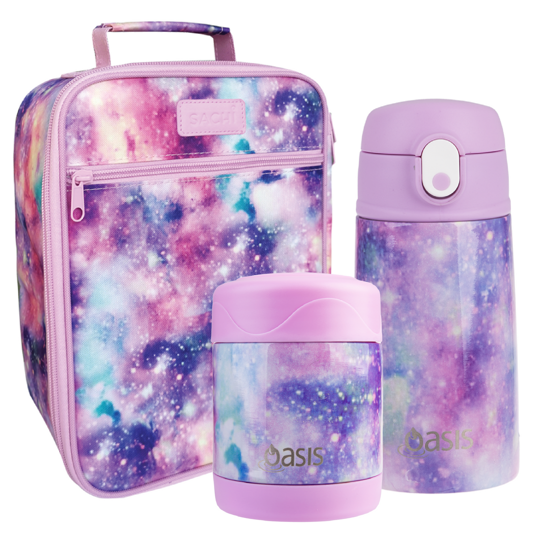 Sachi Insulated Lunch Bag, Food Jar & Bottle Bundle - Galaxy