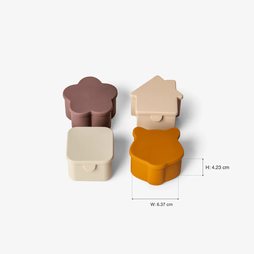 Citron Silicone Lunchbox Organisers 4pk - Beige/Plum/Caramel