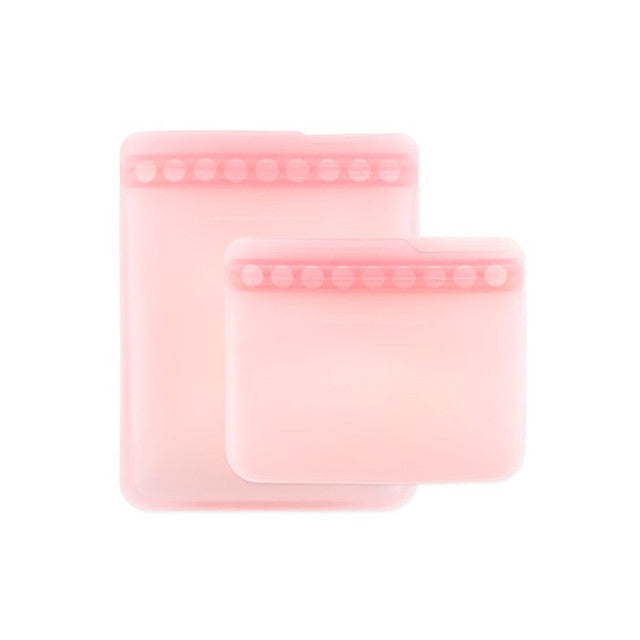 Bumkins Silicone Flat Reusable Bag 2pk - Pink