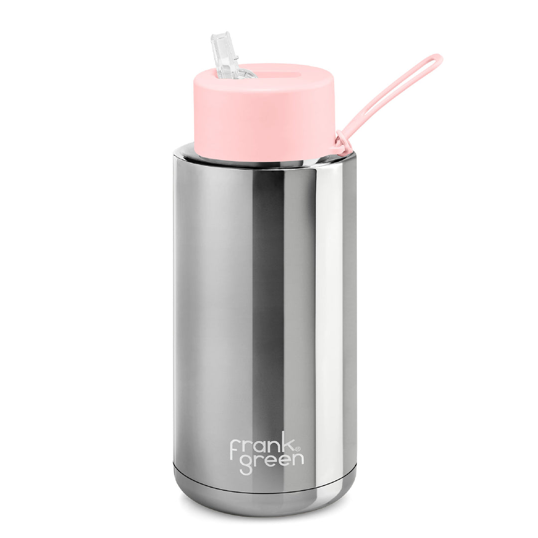 Frank Green Limited Edition Chrome Silver Drink Bottle 1L - Blushed