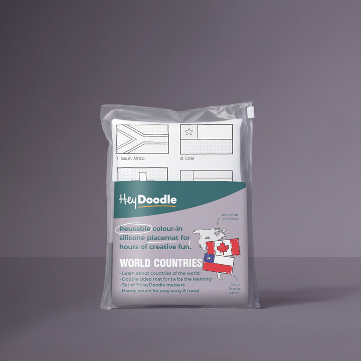HeyDoodle Silicone Colour-In Placemat - World & Countries